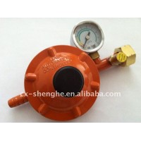 gas regulator with guage and safety inside